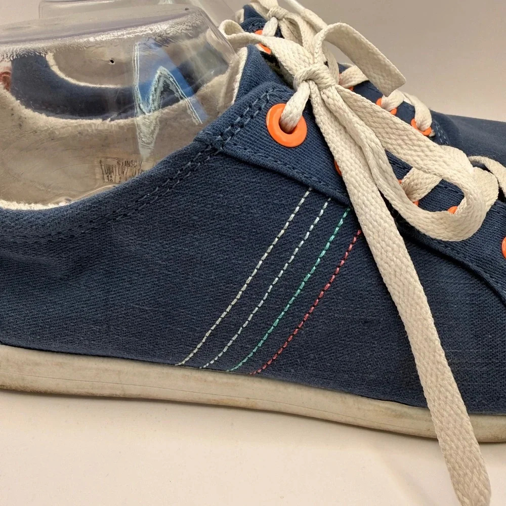 Vionic Beach Stinson Navy Blue Canvas Lace Up Sneakers‎ Womens Size 10 Vegan